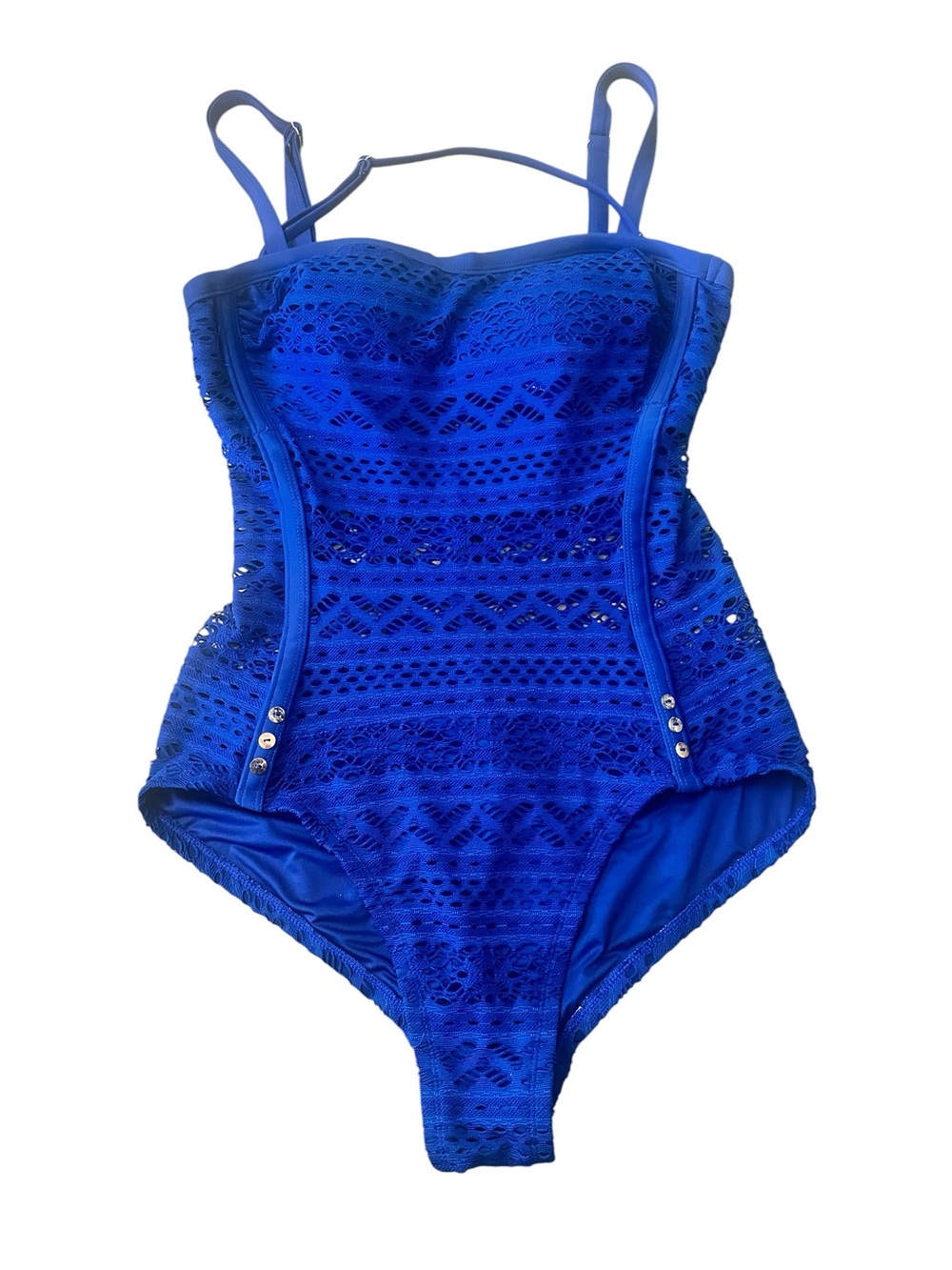 H2O Swimwear One Piece Crochet Swimsuit - Womens Size 10 - Versatile Straps Blue